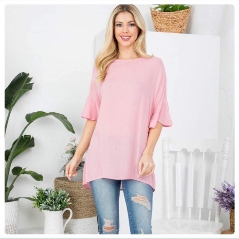 NWT Chris & Carol Boutique brand pink tunic see details below.